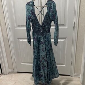 FP Movement by Free People Teal and Purple Backless Dress